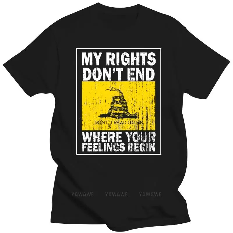 New black short sleeve men top My Rights Dont End. Where Your Feelings - End Begin Popular Tagless Tee T-Shirt unisex tee-shirt