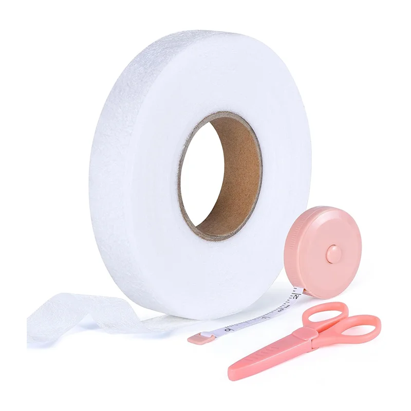 Heißer Verkauf – Saumband – 3/4 Zoll x 70 Yards – kein Nähen, zum Aufbügeln, Saumstoffband, selbstklebend, mit Schere und Maßband – für Kleidung