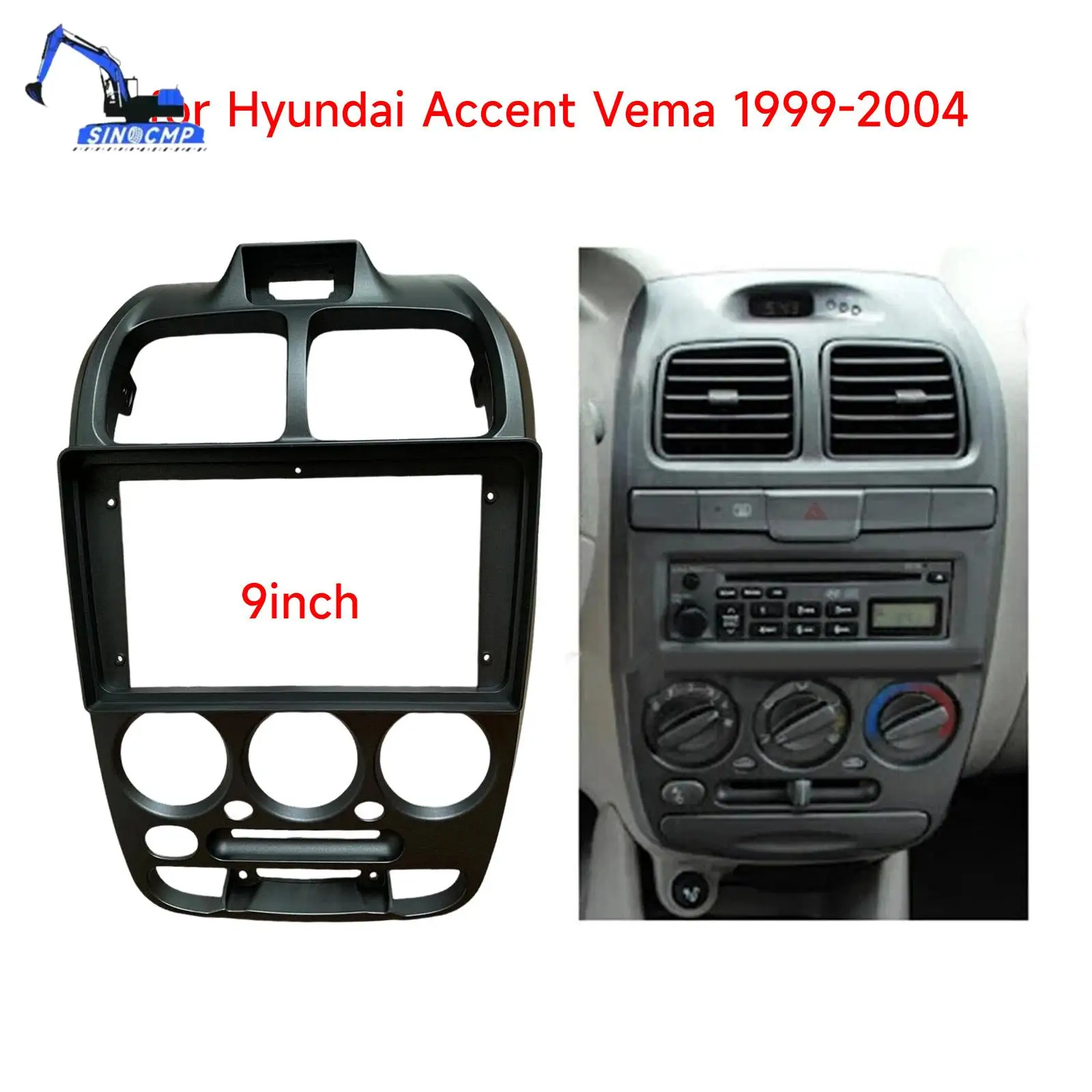

9" Car Radio Fascia Frame Panel Dashboard Trim For Hyundai Accent Verna LC 1999-2012 Android 2DIN Stereo Install parts