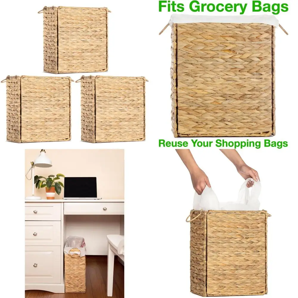 

Reusable Grocery Bag Trash Can - 3 Pack, Waste Basket for Eco-Friendly Shopping Bags Storage