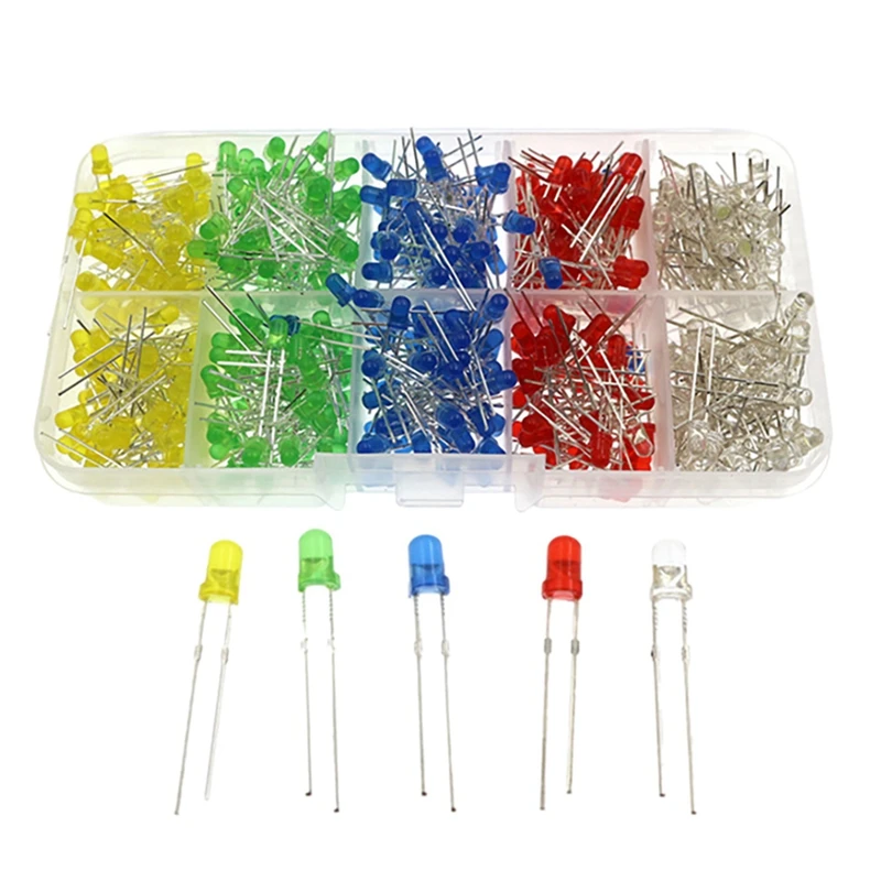 JFBL Hot 500Pcs 3MM Volume Led 5 Colors Individual Box Diyot Led Kit