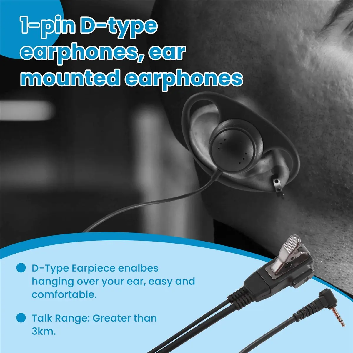 Budget-Friendly 1 Pin D Type Headset Ear Hook Earphone PTT Mic Earpiece for Talkabout Portable Radio TLKR T3 T4 T60 T80 MR350R W
