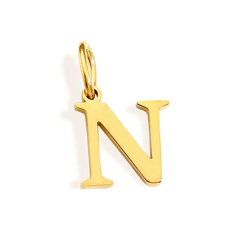 26 Buchstaben Alphabet Initiale 10 mm Charm Anhänger Schmuck Gold Edelstahl Einfache PVD vergoldet DIY Halskette Armband Schmuck