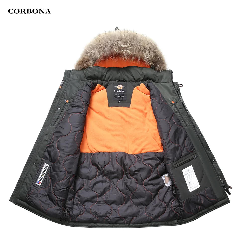 CORBONA-Parka de algodão grosso masculina, casaco com gola de pele real, jaquetas de negócios multifuncionais, moda casual, novo, inverno, 2024