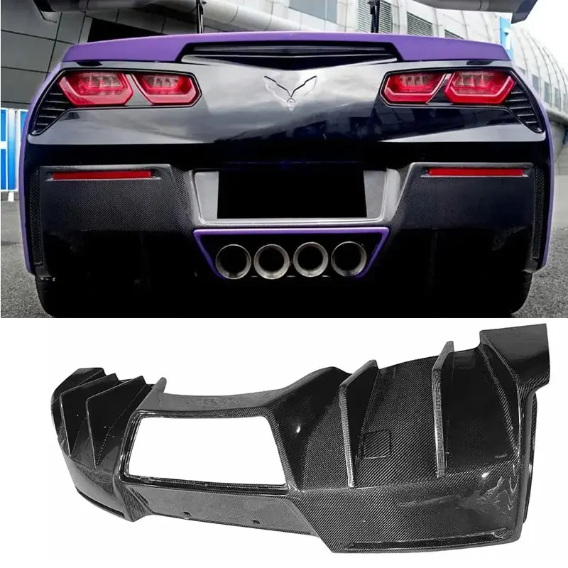 

For Chevy Corvette C7 Z06 2014-2019 Real Carbon Fiber Rear Bumper Diffuser Spoiler Full body Kit Auto Modification Parts