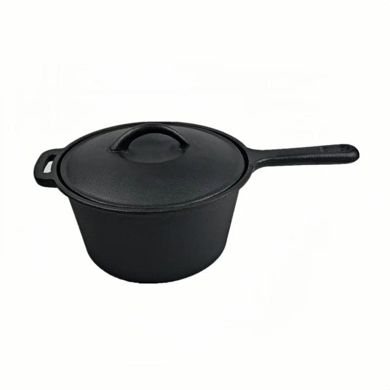

Чугунная кастрюля, голландская духовка, чугунная кастрюля с крышкой, посуда для кемпинга и кастрюля для соуса для внутреннего и наружного использования, черная