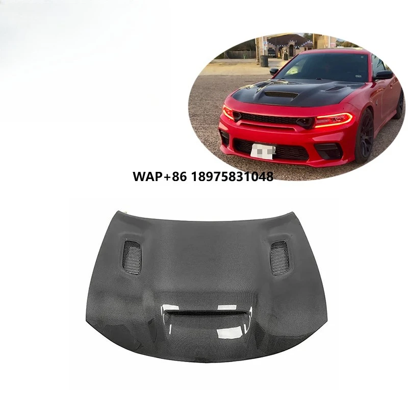 

Redeye Style Lightweight Carbon Fiber Hot Seel Engine Hood Bonnet Fit for Dodge Charger 2015 up