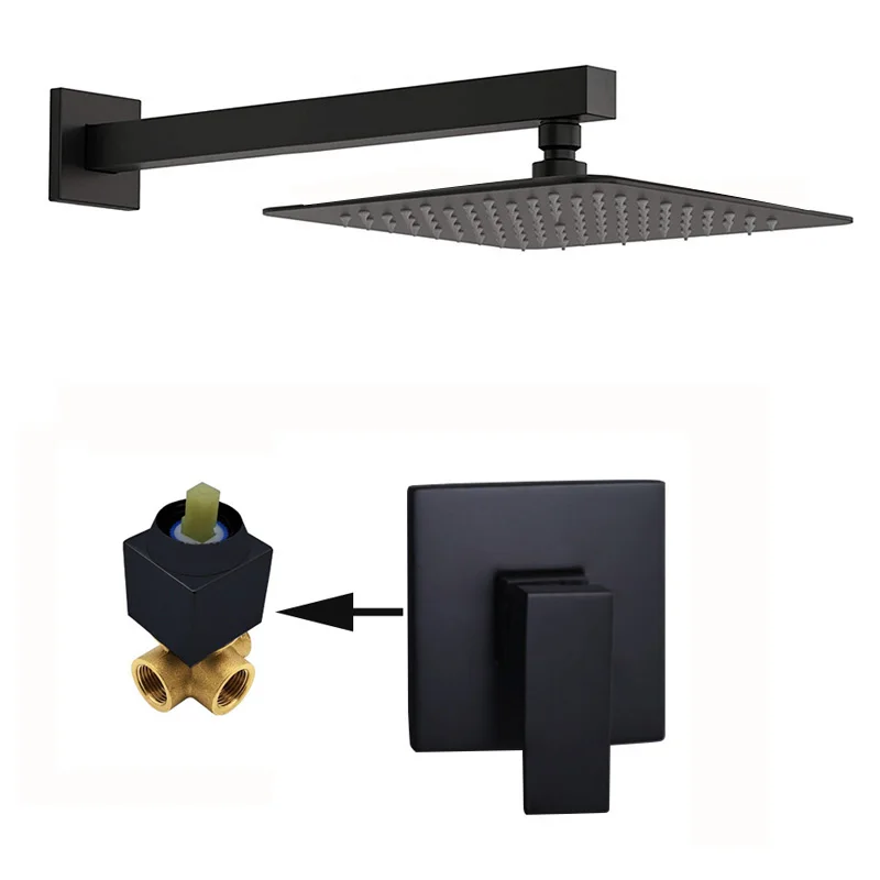 

Matte Black Brass Bathroom Shower Faucets Lanos Rain Shower Set Bath Mixer Wall Torneira Chuveiro Banheiro Ducha Shower Hotels