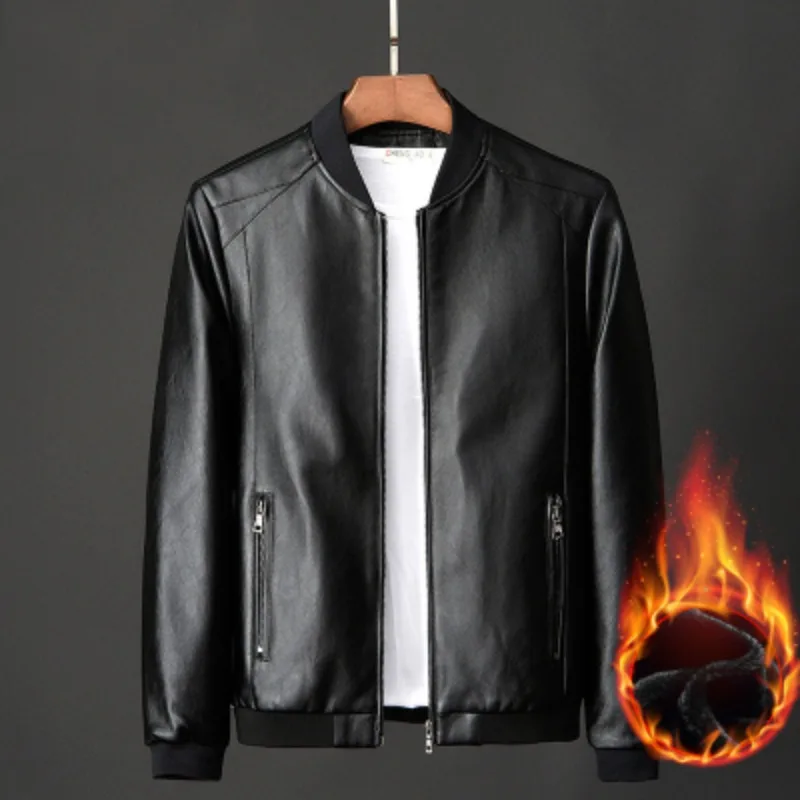 

Men Leather Jacket Black Biker PU Leather Coat Korean Fashion Pu Leather Jacket Casual Fit Slim Baseball Clothes Plus Size M-8XL