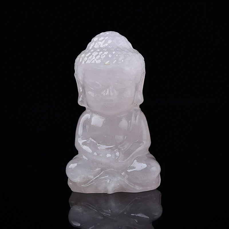 

1pc 100% Natural Rse Quartz Carved Baby Buddha Fengshui Statue Clear Quartz Pink Crystal Figurine Crafts Home Desktop Decor Gif