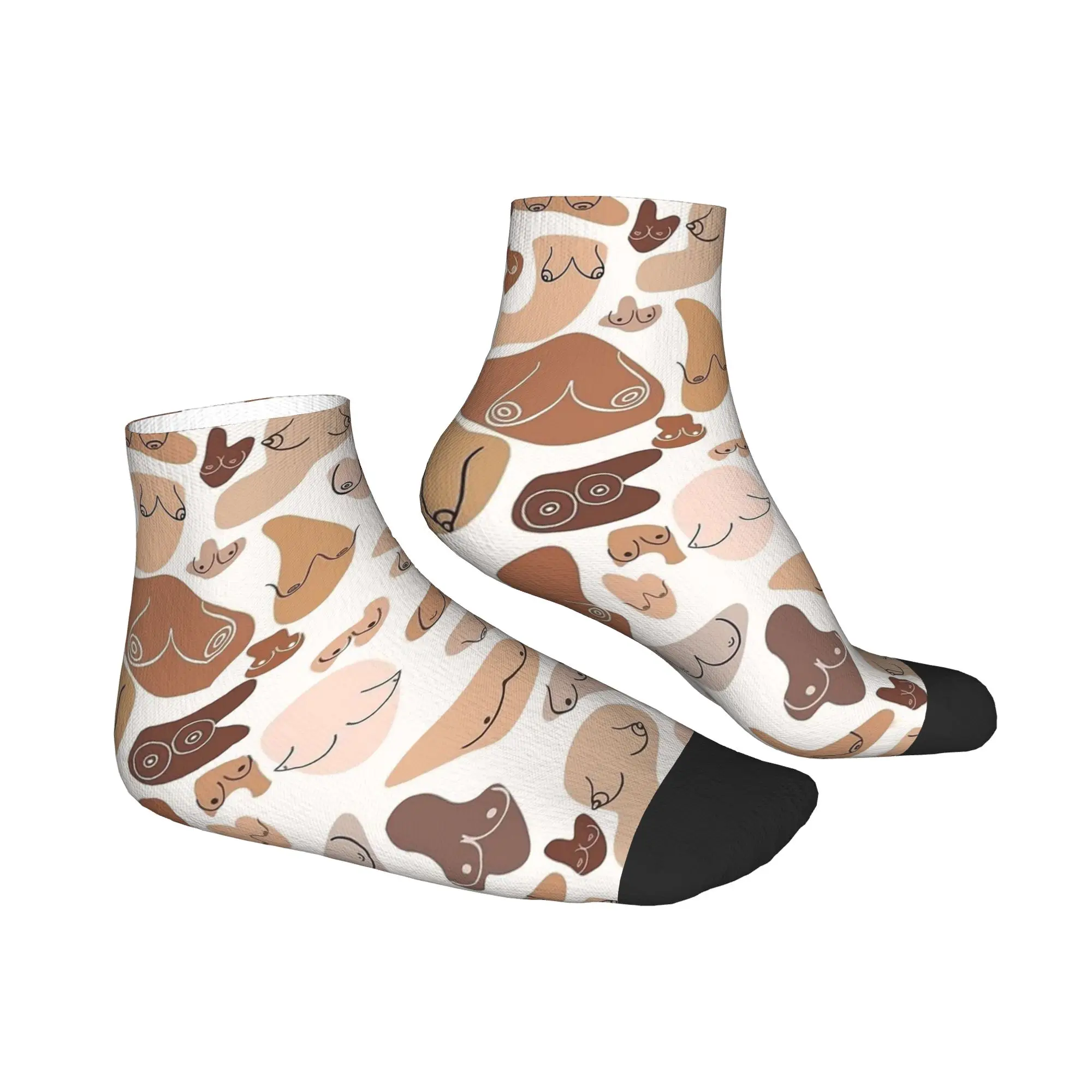 Calzini casual da donna e da uomo Boob Art Boho Donna Art Calzini morbidi e traspiranti antiscivolo Calzini da corsa con grafica divertente autunnale