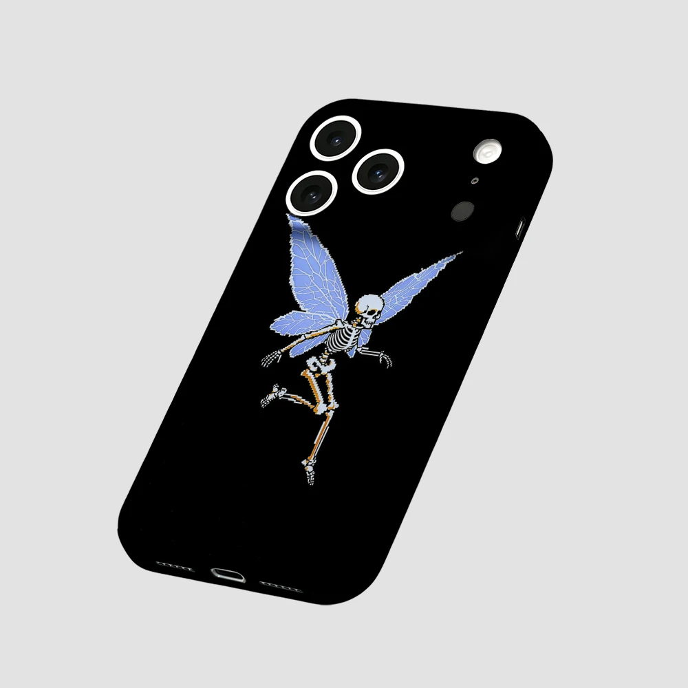 Blue Wing Skeleton Fairy Phone Case For iPhone 17 16 15 14 13 12 11 Pro Max Air 16e 7 8 Plus XS Max X XR Hard PC Bumper Cover view 6