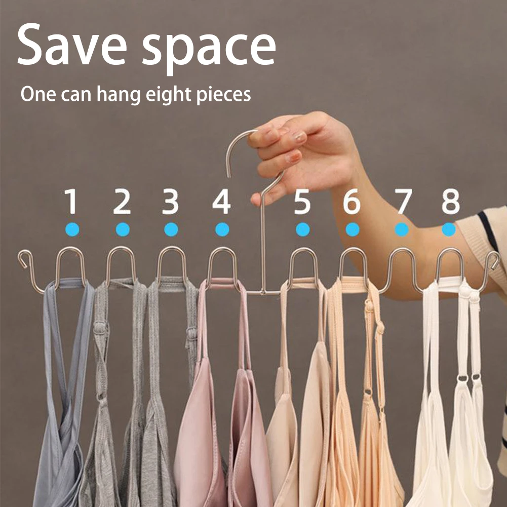 2pcs Stainless Steel Wave Shape Hanger Vest Ties Non Slip Bra Lingerie Slot Hanging Hook for Tank Top Wavy Clothes Hanger Holder