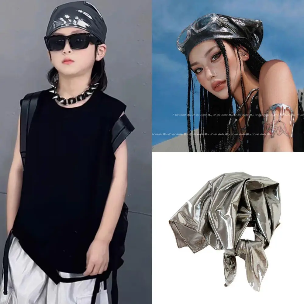 

Y2K Hair Shawl Wrap Retro Spicy Style HairWrap Women Neckerchief Liquid Silver Leopard Print Hair Scarf Fashion Headband Hot