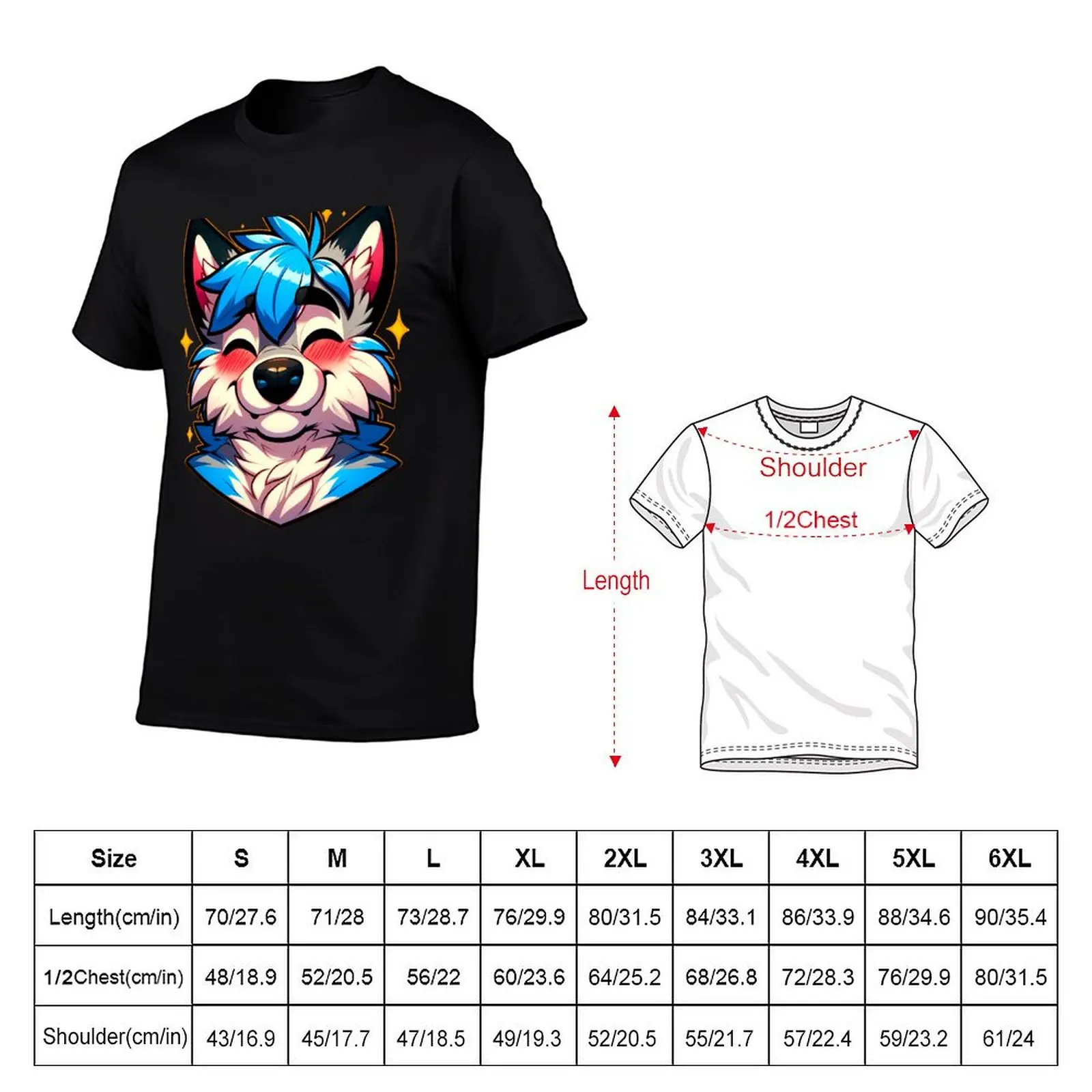 Blushing Happy Furry Anthro Wolf ^_^ T-Shirt anime t shirts for man t shirt men 100% cotton luxury brand T-shirt