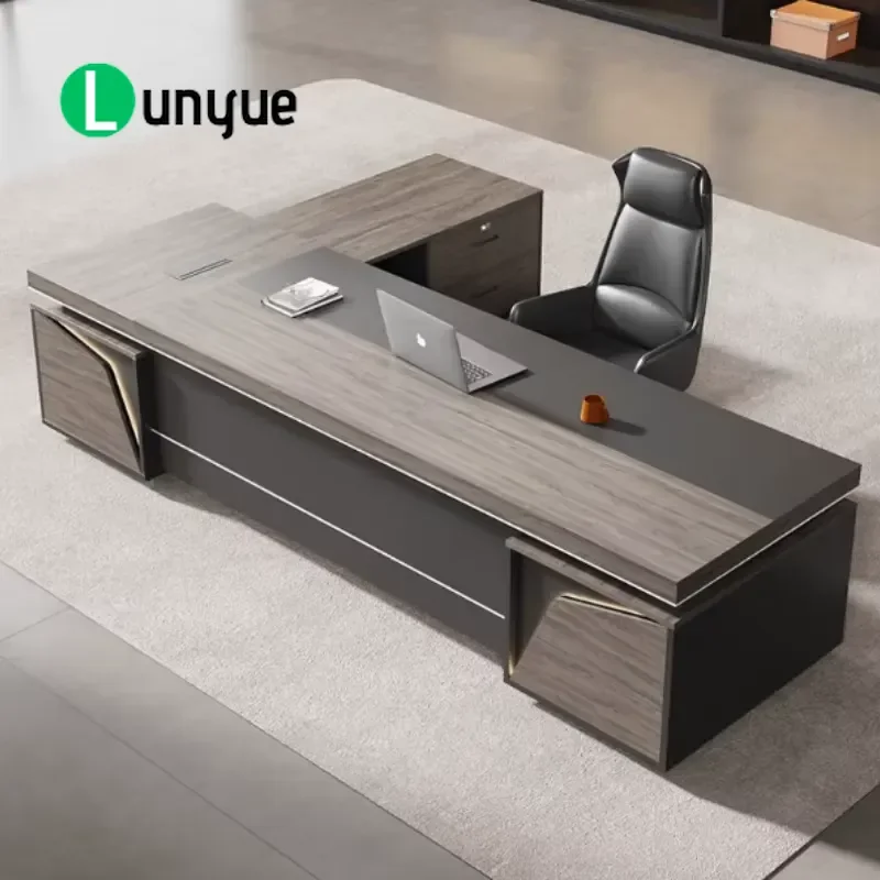 Modern L Shaped Wooden Executive Desk with Storage Eco Friendly Luxury Design for CEO Manager Office Furniture Workstation