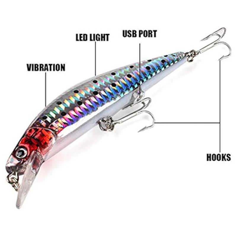 LED USB قابلة للشحن الصيد إغراء ضوء الاصطناعي المتذبذب واقعية المياه العذبة الملونة دائم سهلة التركيب سهلة الاستخدام