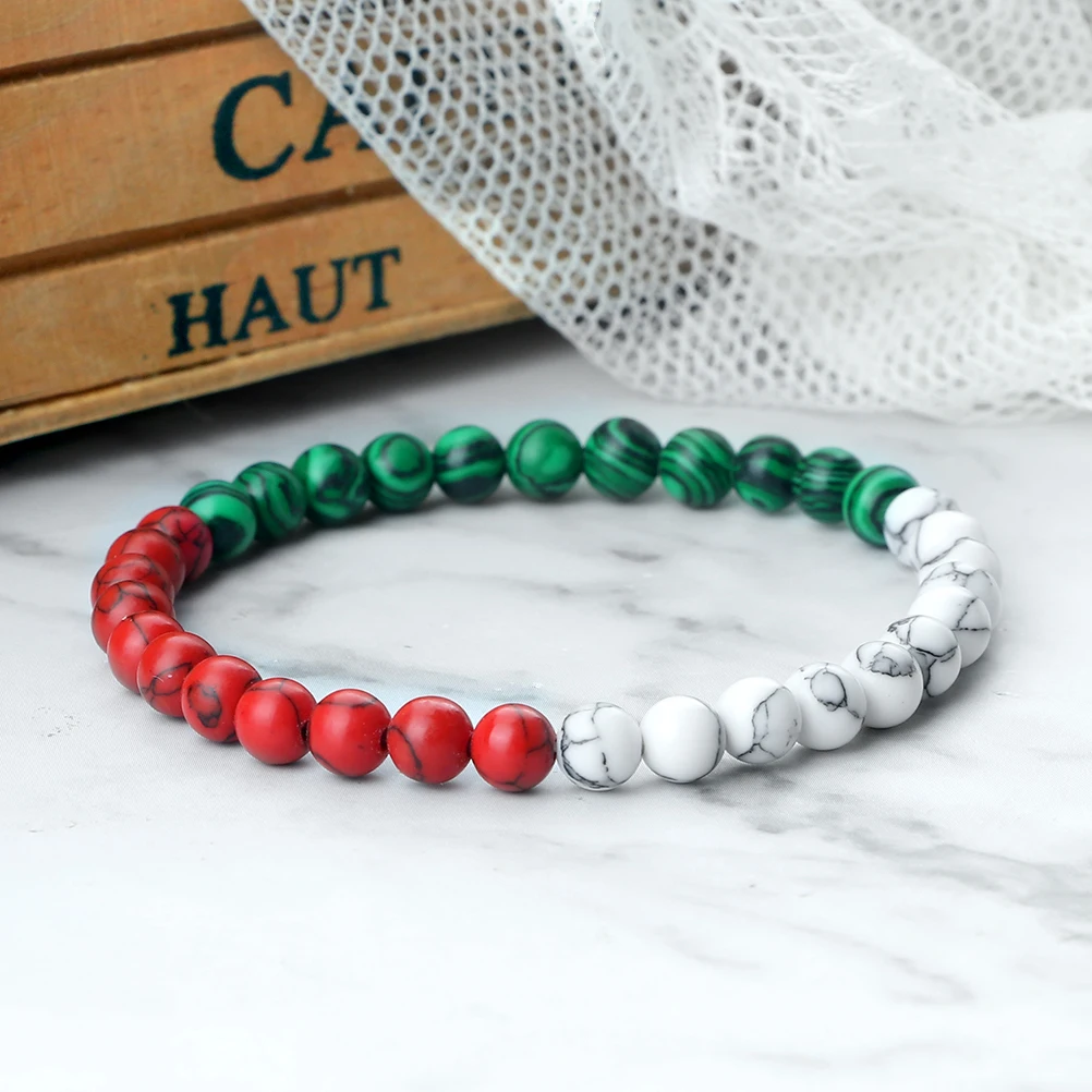 Ukrainian Countries Flag Color Beads Energy Bracelets UAE Kuwait Natural Stone Green Blue Malachite Bangles Patriot Jewelry Gift