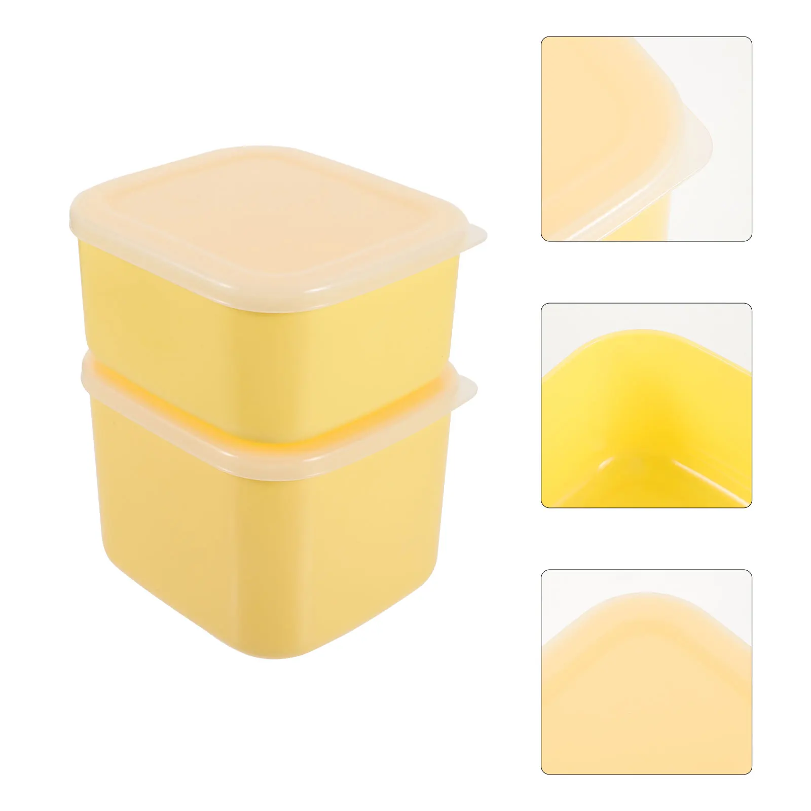 

2pcs Storage Fresh Keeping Container For Butter Cheese Slices Fridge Kitchen Use Reusable Plastic Food Boxes Lid Design