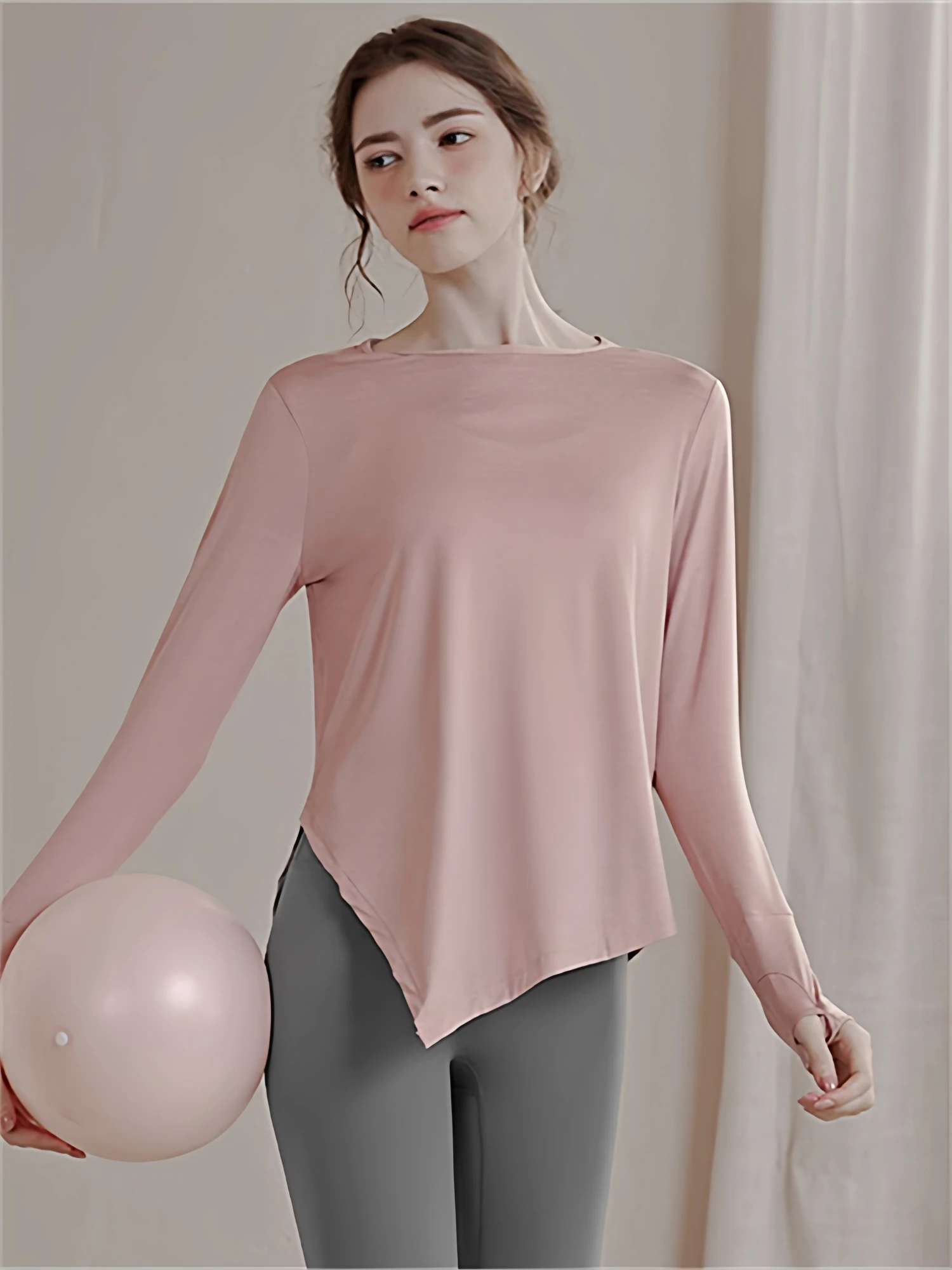 

Women's Yoga Fitn Long Sve Top Loose Fit Qui Dry Sportswear Autumn Winter New Arrival Ocnltiy Original Design Silk Blend