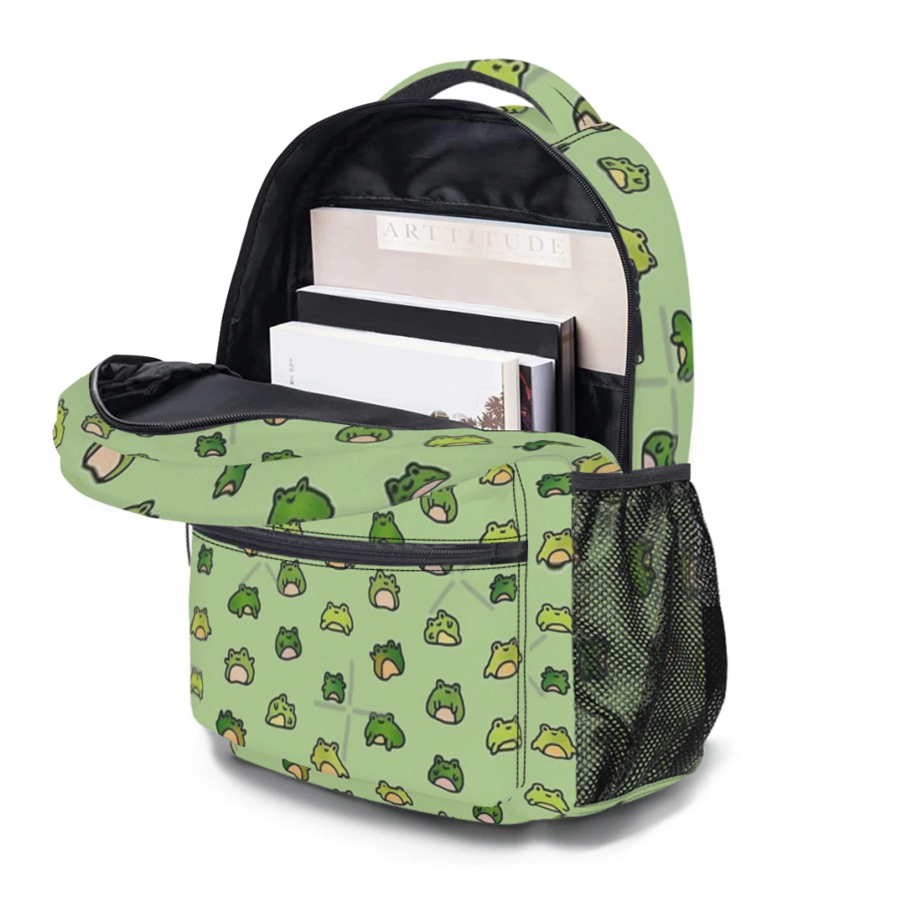 Sac à dos scolaire de dessin animé de grande capacité pour filles, Frogs DrelyFor, 17 po