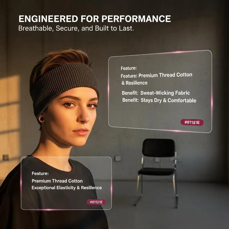 DJYOIE Stretchy Non Slip Yoga Hair Bands for Women Men Soft Solid Color Headbands for Gym Workout Daily Skincare Makeup
