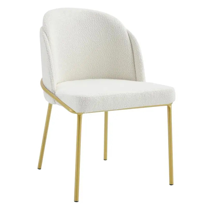 Set of 2 Dining Chairs, White Seat, Brown Legs - Modern Style for Home or Office