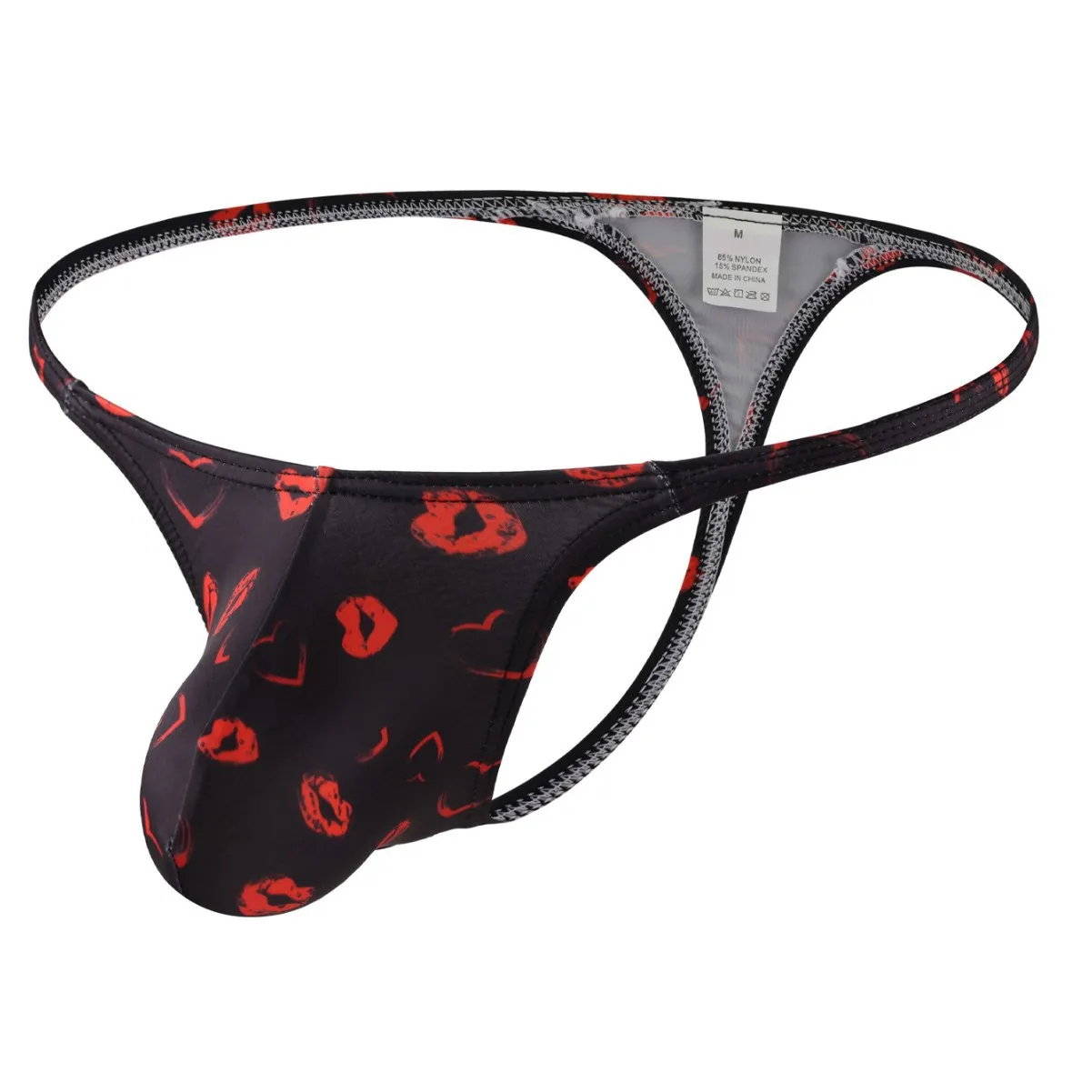 

Men's Sexy T Back Thong Printed Ice Silk Elastic Quick Drying Cool Feel Underwear Gays Erotic Low Waist U Convex Pouch G-string