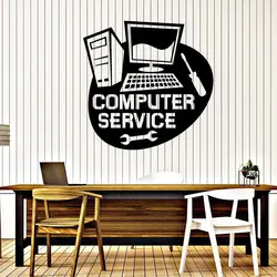 Vinyl Wall Decal Computer Service Repair Stickers Mural Creative Logo Symbol Mural Removable Interior Poster Window Decor X27