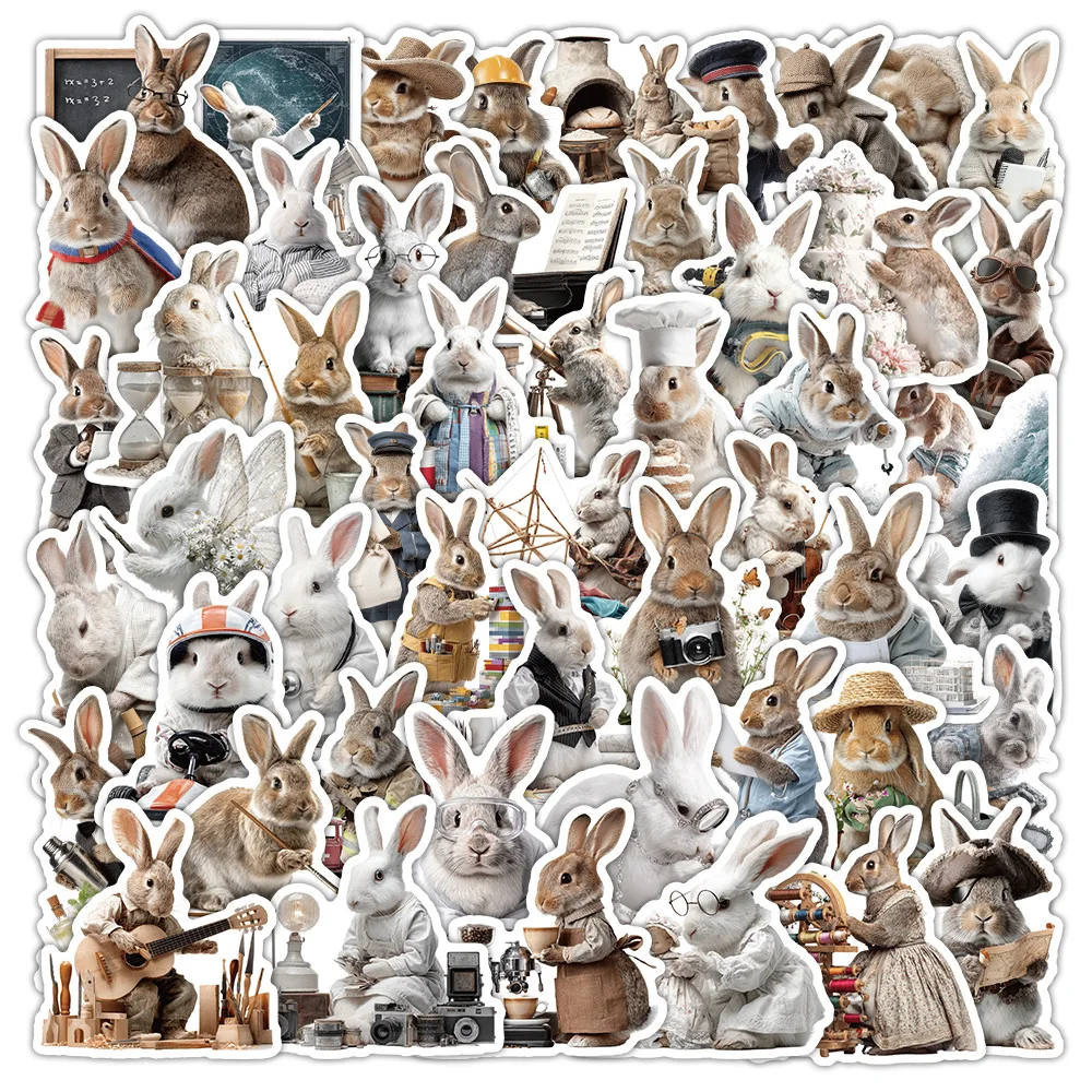 50 pieces of zodiac rabbit stickers - cute and anthropomorphic creative decorative handbook stickers for art projects