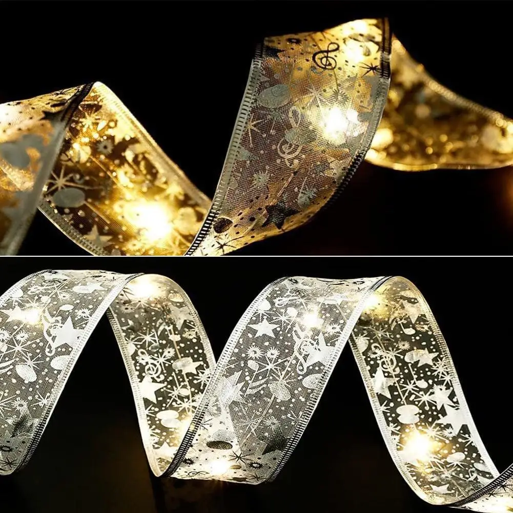 عيد الميلاد 1-10 متر 2025 الشريط الجنية ضوء المعلقات الانحناء الحرير الأسلاك النحاسية أضواء الهدايا ديكور سلسلة عيد ميلاد سعيد زينة #4