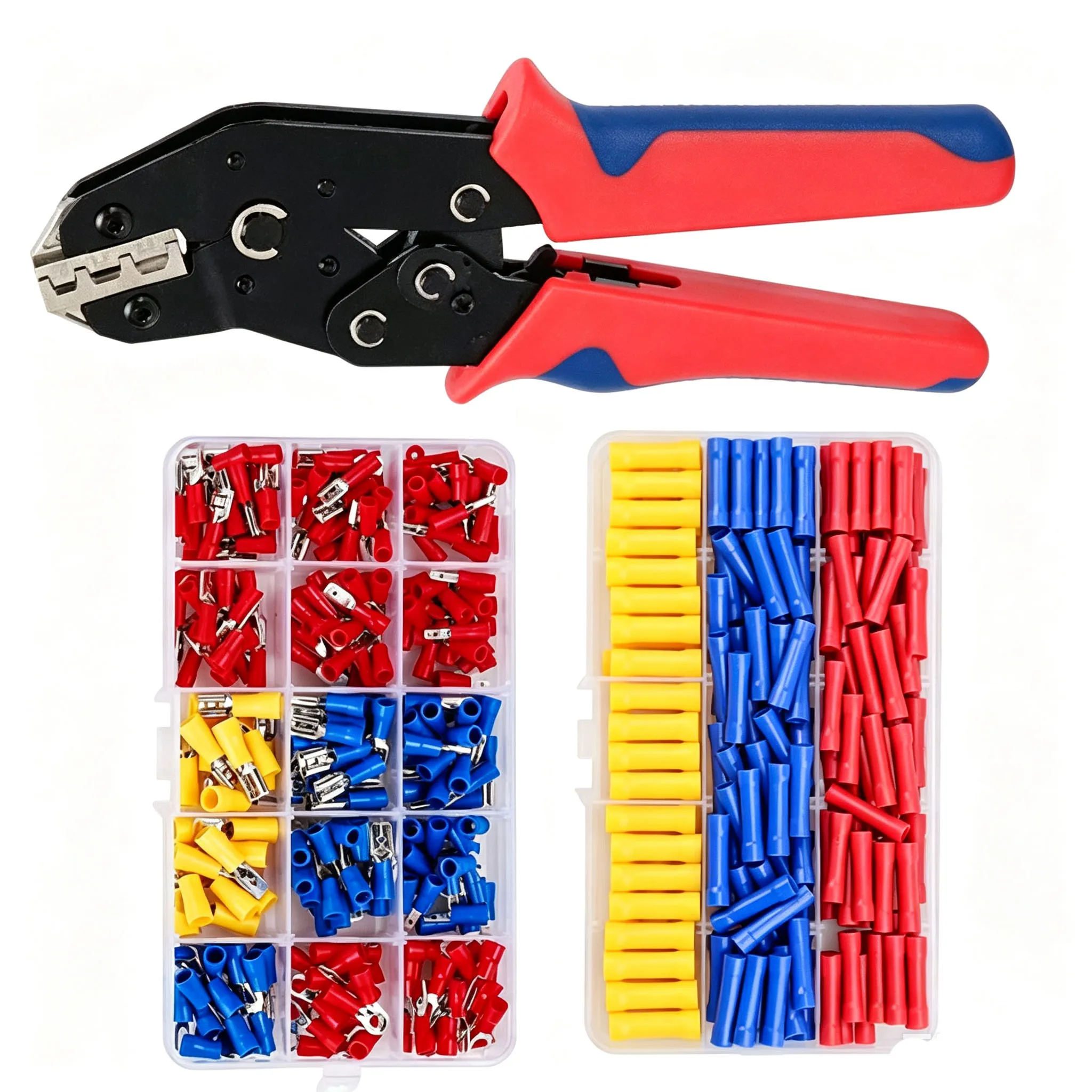 SN-02C Wire Crimping Tool Kit with 200/280pcs Insulated Electrical Connectors, Cable Lugs Assortment Set for Electrical Wiring