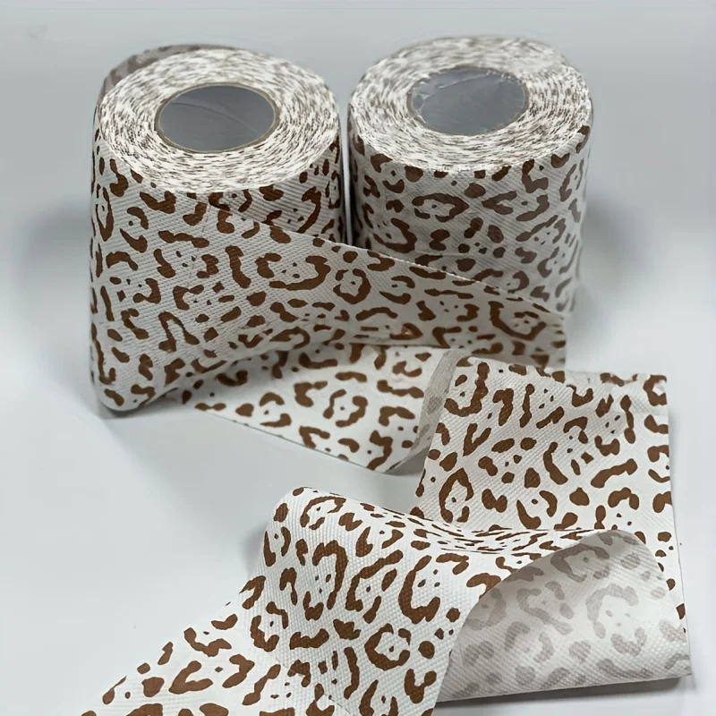 3pcs/set Creative Leopard Print Roll Toilet Paper Stylish Patterned Toilet Roll Disposable Soft Bathroom Tissue for Daily Use