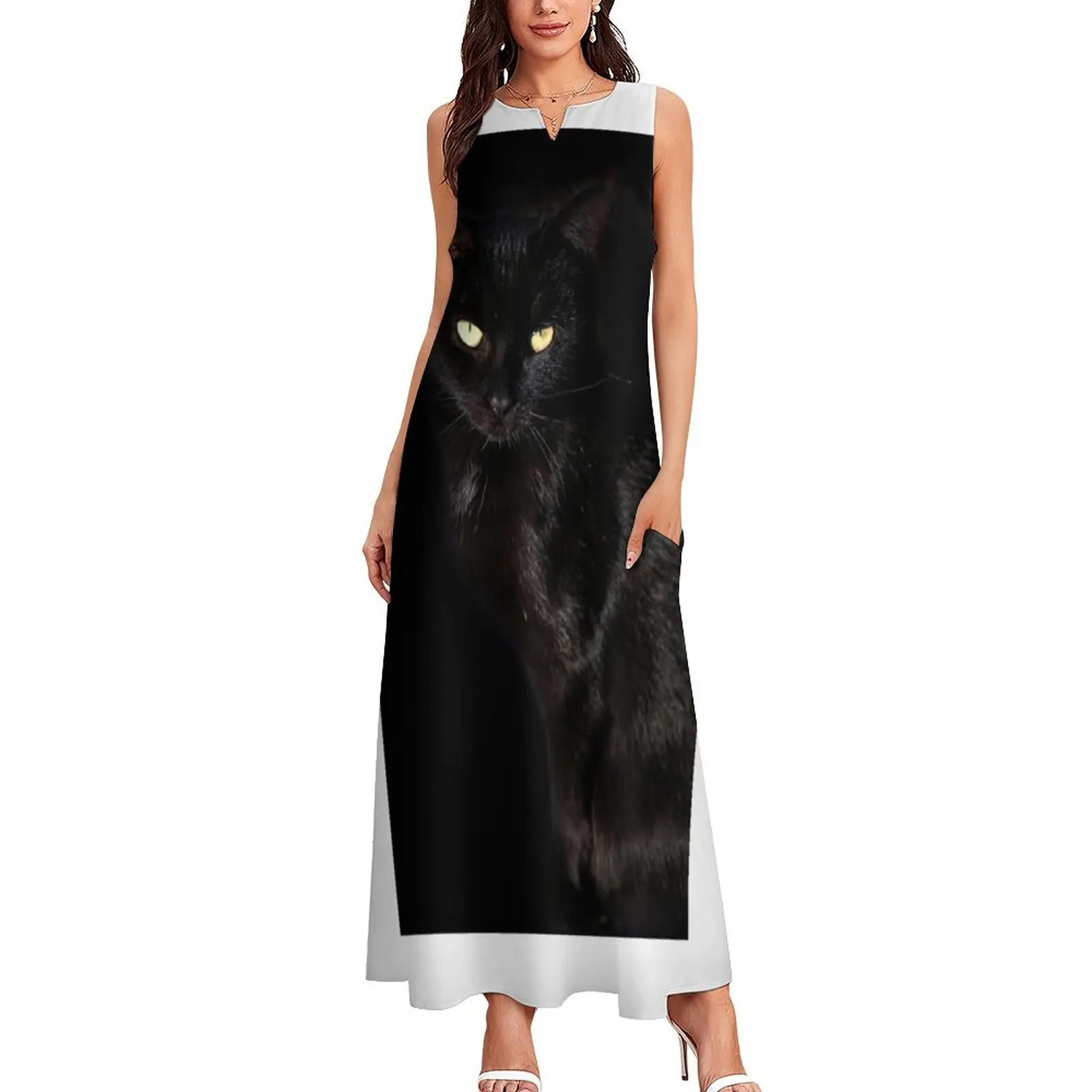 portrait of black wild cat Long Dress african dresses for woman dresses for woman Prom gown summer women's suit