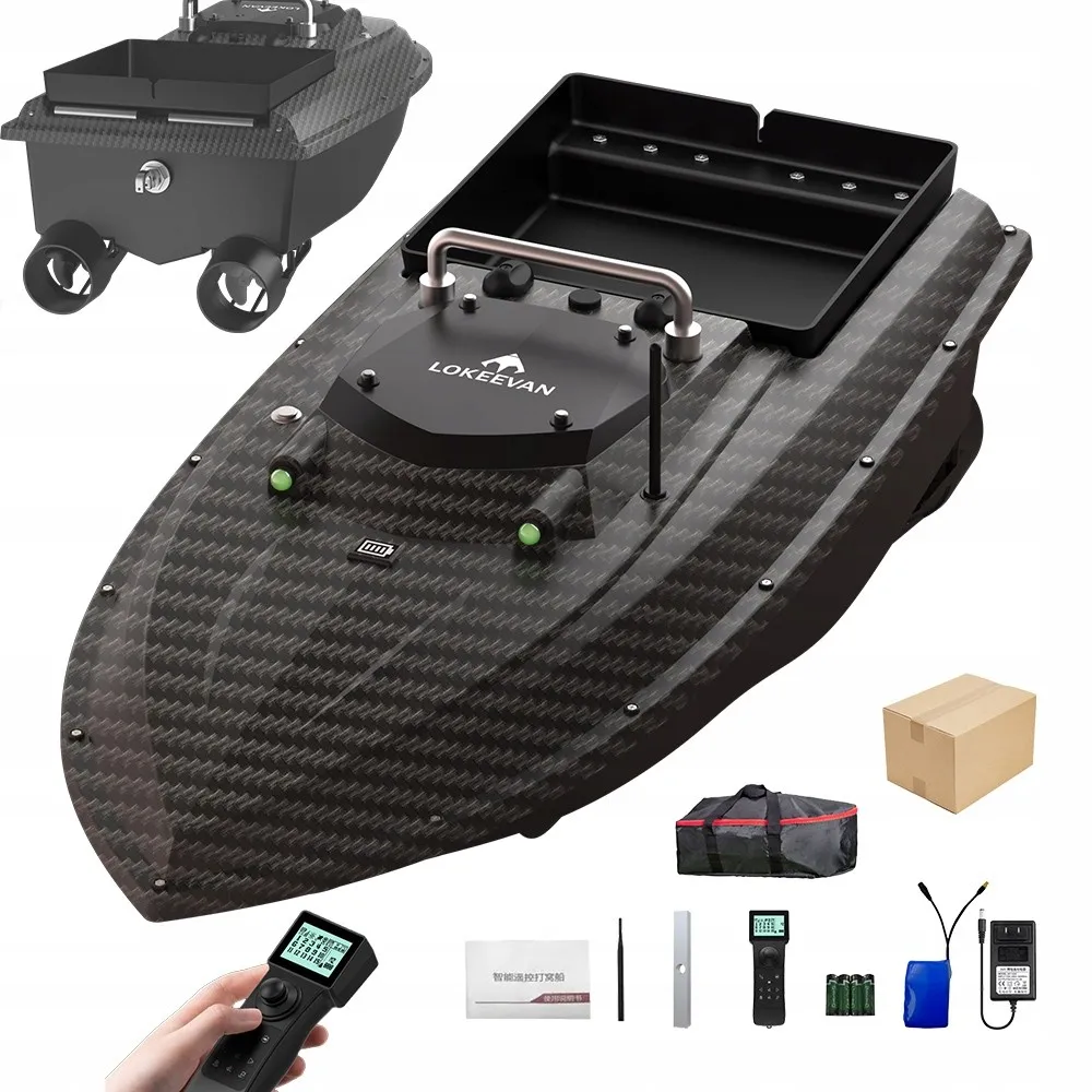 Aasboot met GPS, 600M afstandsbediening, RC nachtboot met LED-verlichting voor vissen, 3 kg laadvermogen, visboot, 46800mAh 65CM verlengde romplengte, 3.6M/1S HOGE SNELHEID aaswerpen, haakaflevering,
