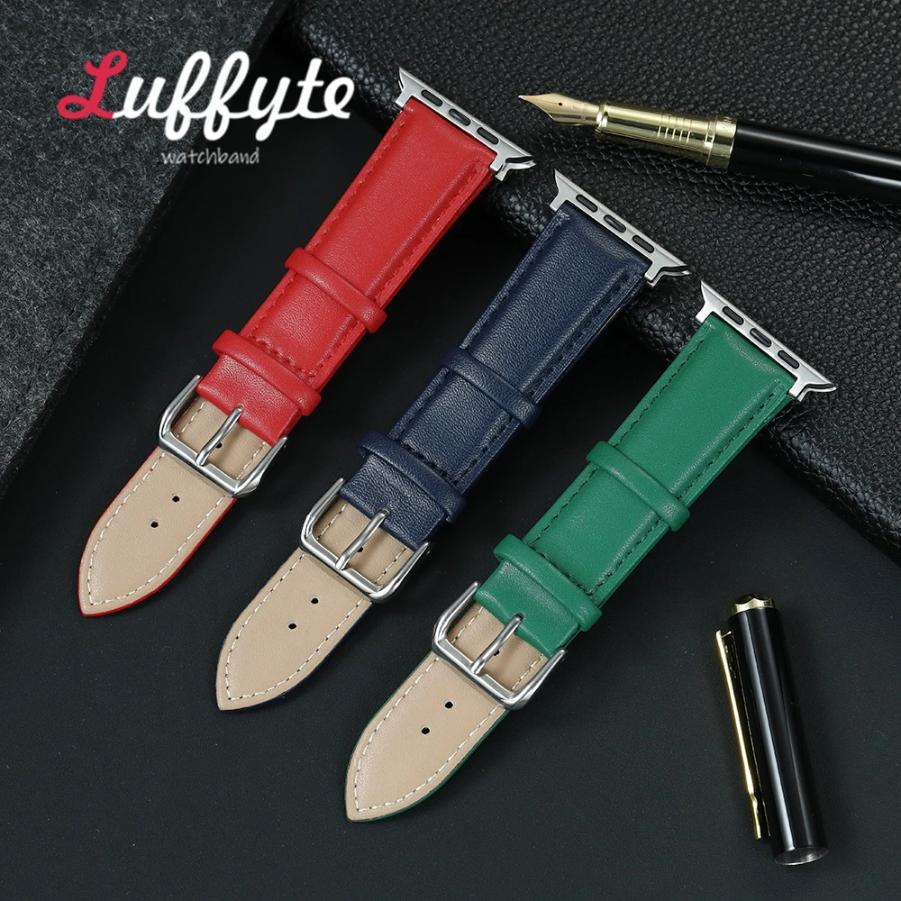 Soft Artificial Leather Watchband For Apple Watch 1-11 Ultra SE 3 2 Women Men Strap For Iwatch 38/40/41/42/44/45/46/49mm