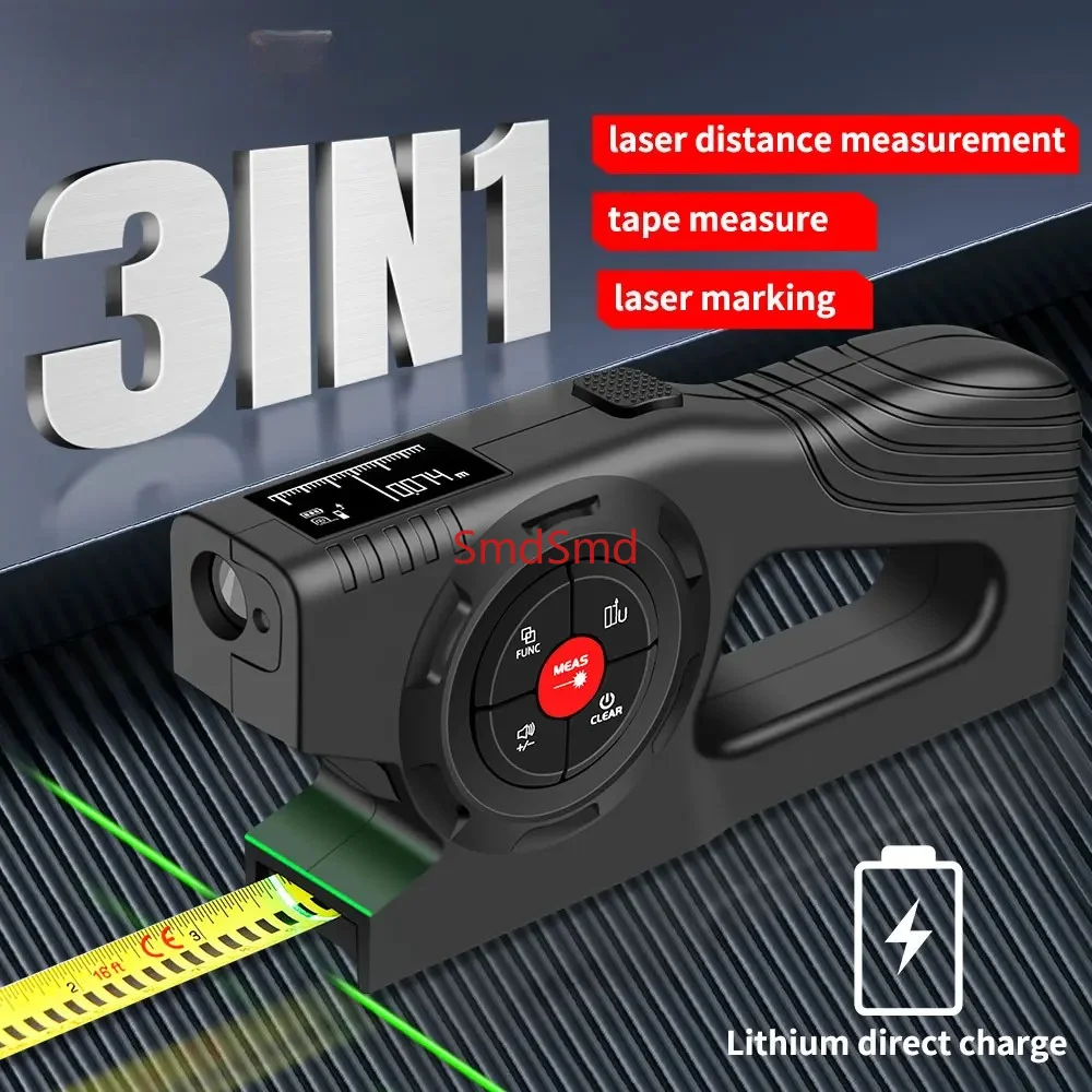 SK-TM03 Laser Rangefinder 120M Tape Measure Ruler LCD Display With Backlight Distance Meter Measurement Device Building