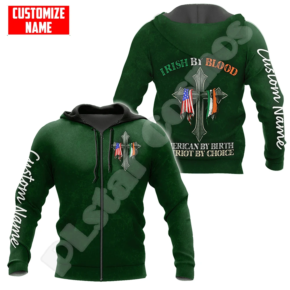 NewFashion Country Flag Ireland Clover Irish St.Patrick Tattoo Vintage 3DPrint Pullover Funny Harajuku Casual Jacket Hoodies X27