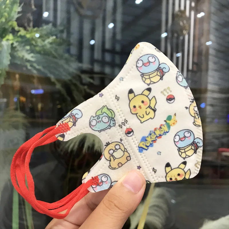 50Pcs Cartoon Pokemon Pikachu 3D Children\'s Masks Kawaii Kids Disposable Dust Mask Traveling Street Triple Layer Disposable Mask