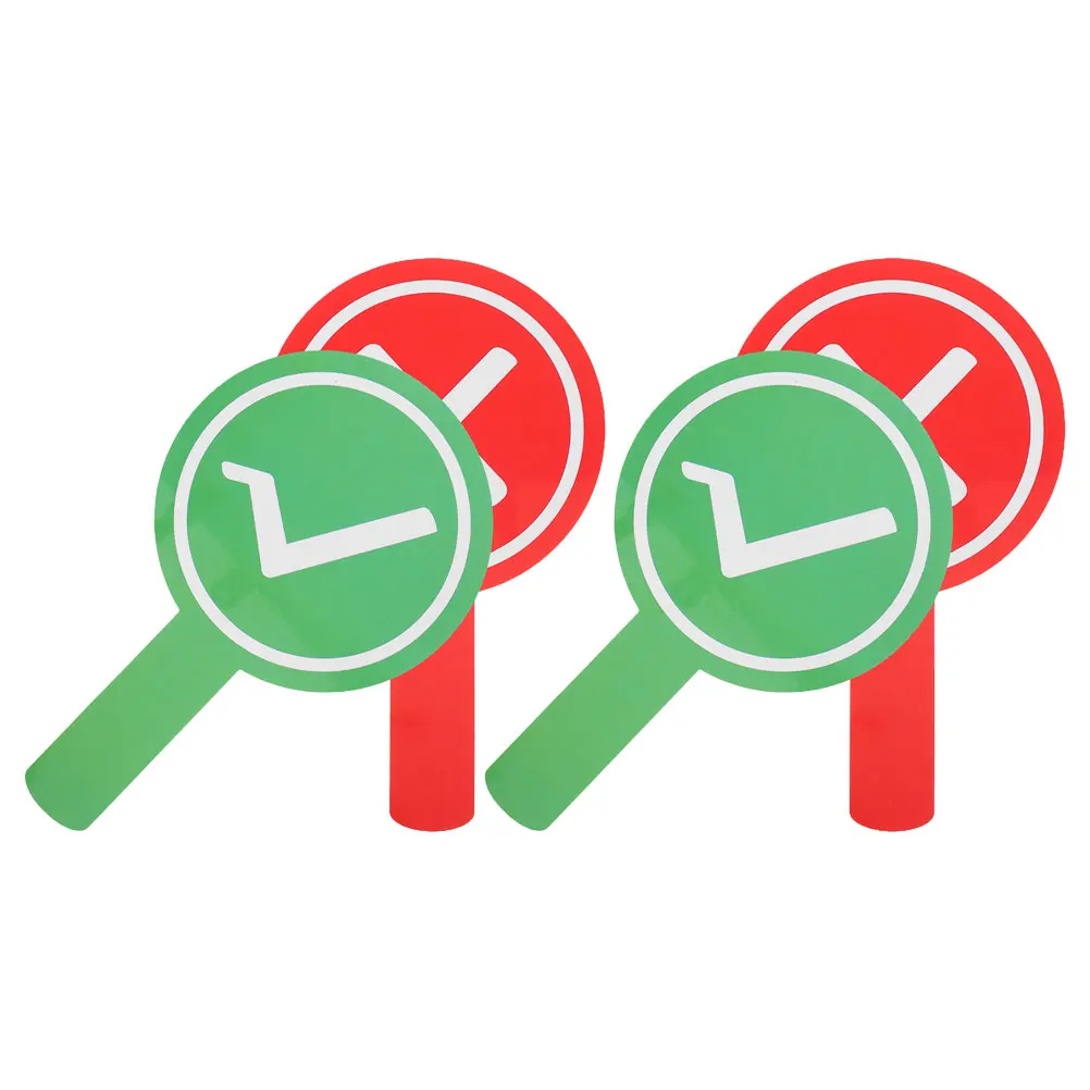 

4pcs Double Sided Handheld Score Boards Red Green Classroom Teaching Gadgets Plastic Auction Paddles Teacher Voting Signs