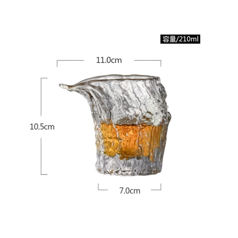 210ml Hammer Stump Pattern Glass Fair Cup Tea Dispenser Kung Fu Tea Set Transparent Divide Tea Chahai Tea Ceremony Accessories