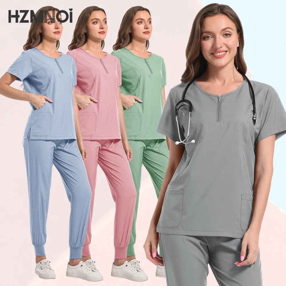 Multicolour High Quality Soft Doctors Scrubs Sets Female Clinical Uniform Tops and Scrub Joggers Beauty Salon Spa Uniform