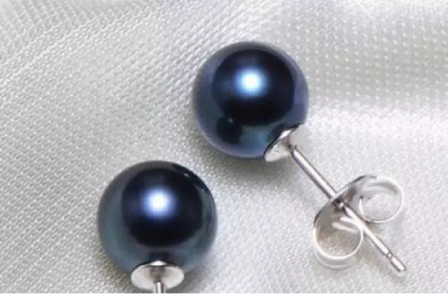 Gorgeous AAA 6-7mm True Natural Tahitian Black Round Pearl Earrings 14k Gold  7-8mm 8-9mm 9-10mm