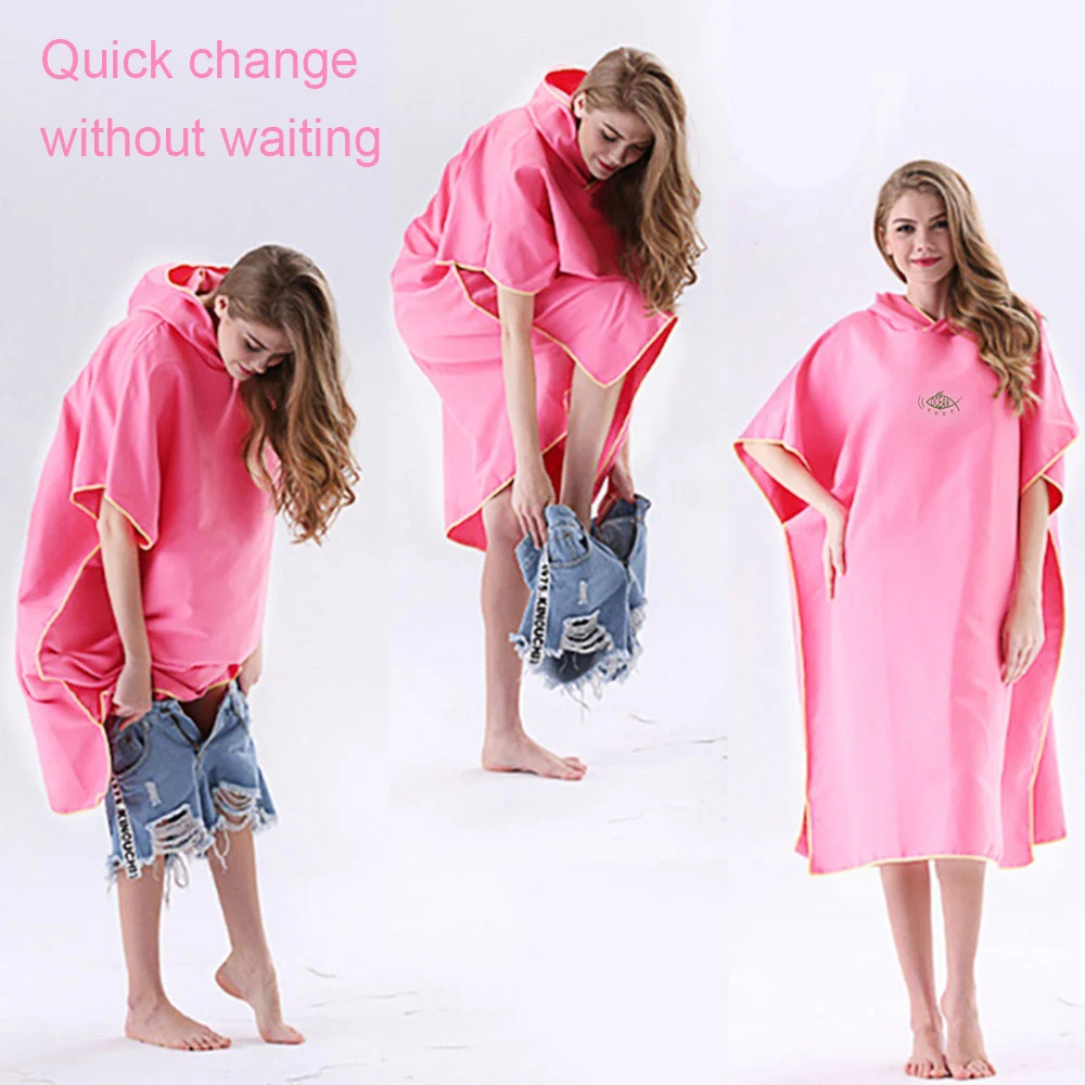 Mikrofaser-Strandtuch, Kapuzenpullover, Bademantel, schnell trocknend, Mikrofaser, Frottee, Surf-Poncho, Wickelmantel, leichtes Handtuch