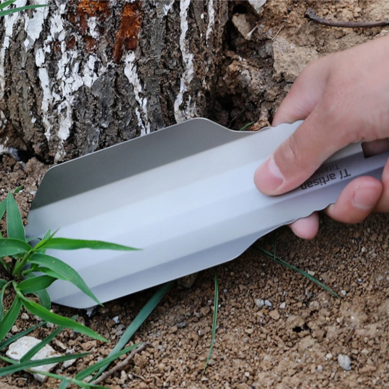 Pure Titanium Ultralight Backpacking Potty Trowel Outdoor Compact Poop Shovel