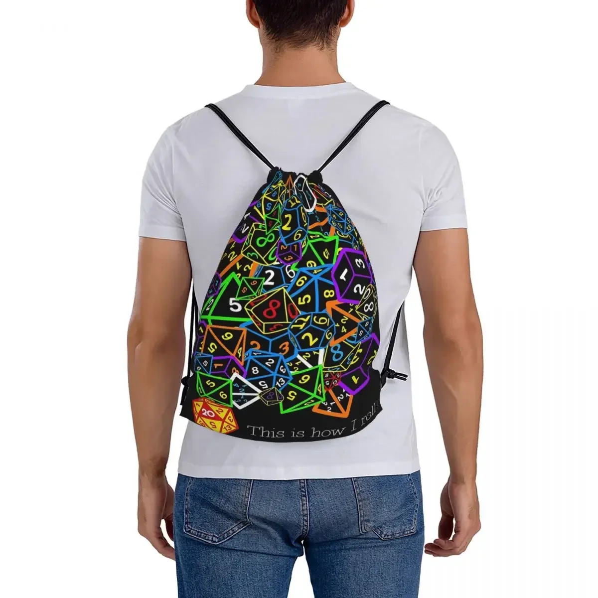 D&D (Dungeons And Dragons) - This Is How I Roll Backpacks Drawstring Bags Drawstring Bundle Pocket Shoes Bag BookBag