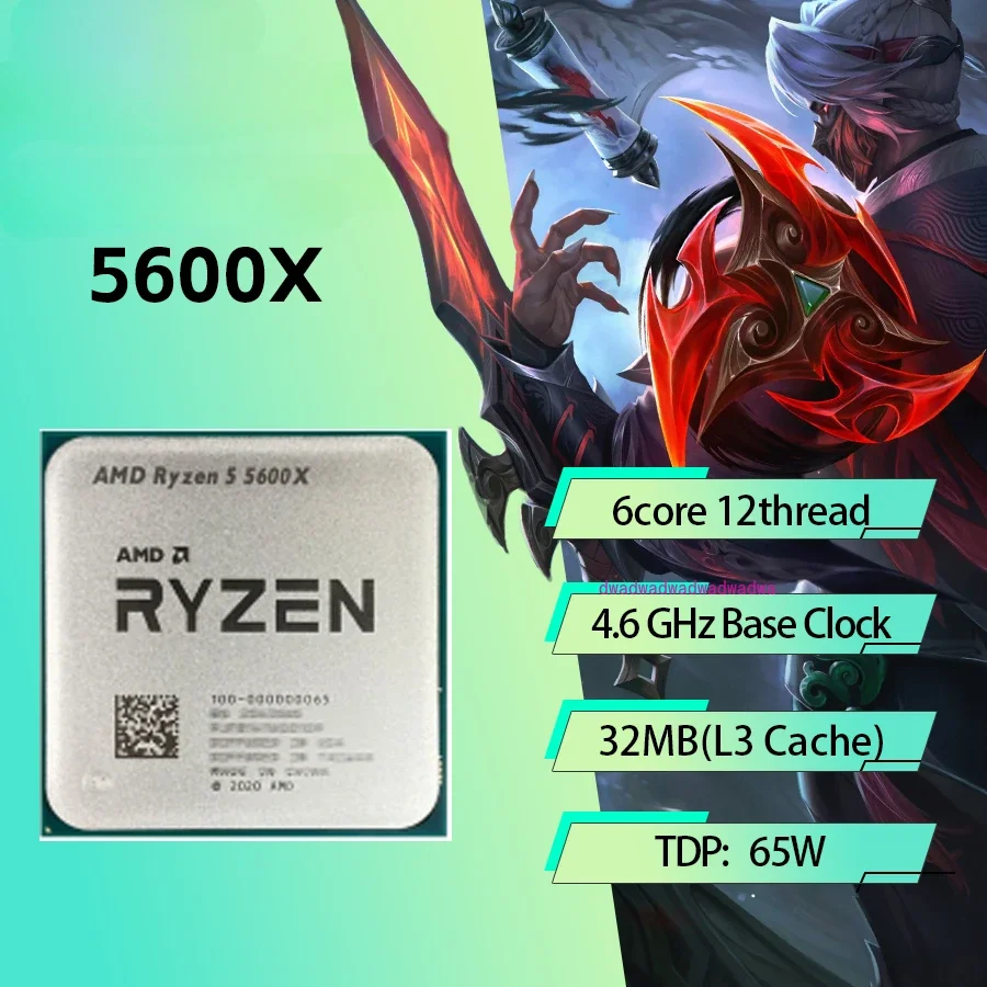 5600X New Ryzen 5 5600X 3.7 GHz 6-Core 12-Thread CPU 7NM 65W L3=32M New but without fan Game Cache