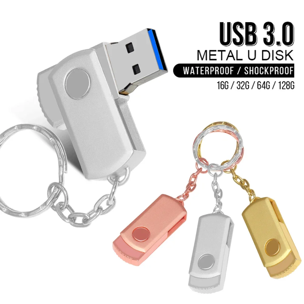 Unidade Flash USB de Alta Velocidade, Pendrive de Metal, Pen Drive 3.0, Novo, Envio Rápido, 3.0, 128GB, 64GB, 32GB, 16GB, 8GB