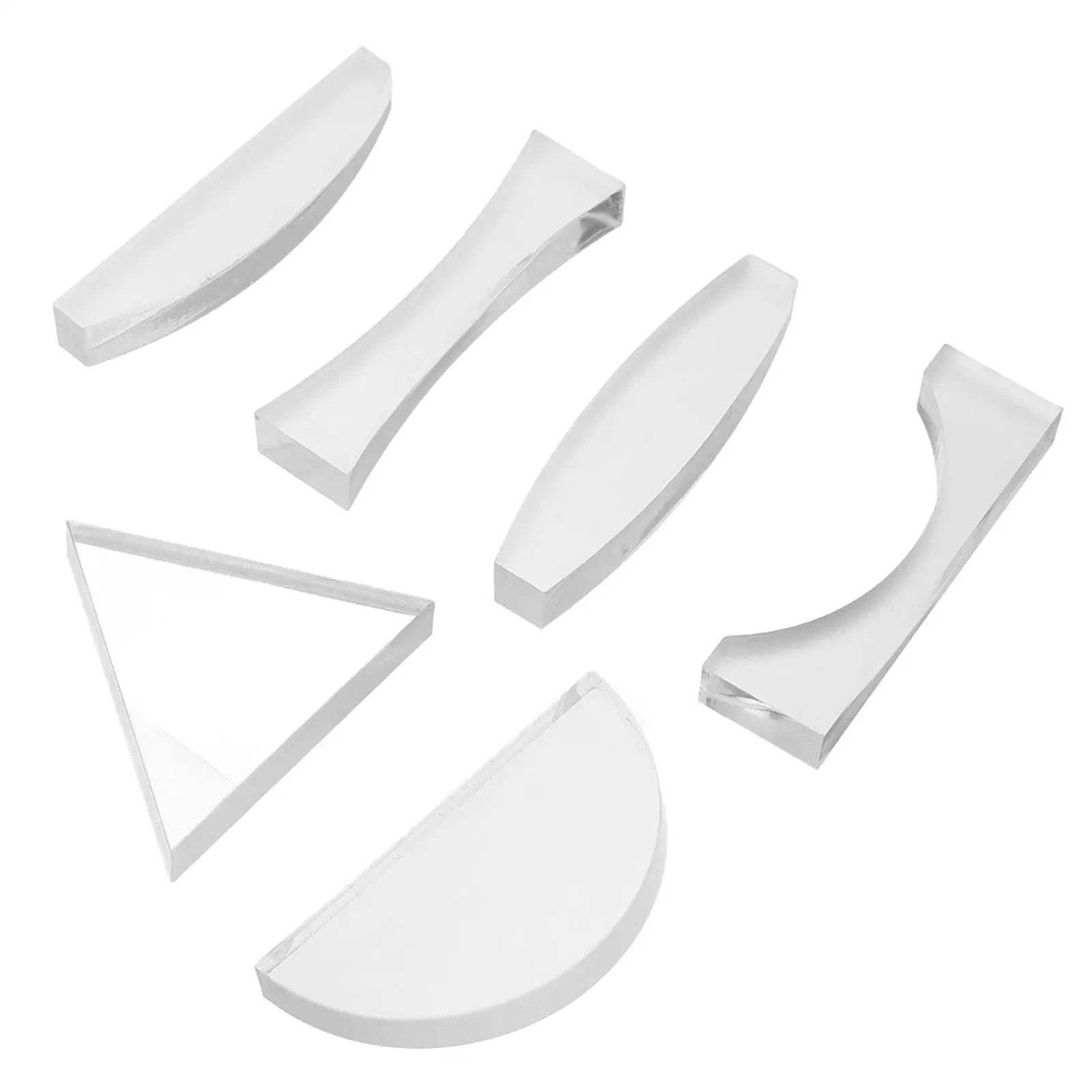 

6pcs Optical Lens Set for Science Experiments Diverse Shapes Acrylic Physics Teaching Concave Convex Lenses Classroom