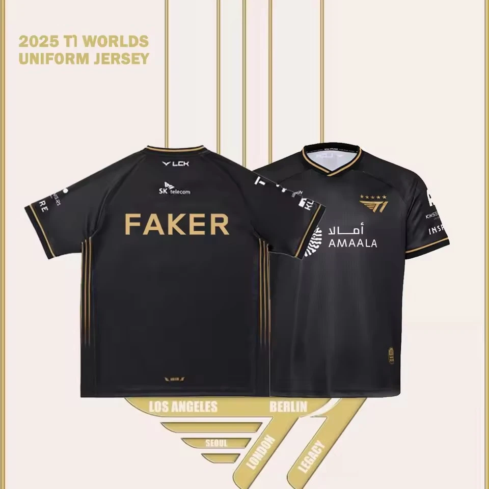 2025 nuevo T1 SKT1 Esports Club uniforme del equipo Faker Keria Fans camiseta League Of Legends finales del mundo Jersey camiseta personalizada Diy Tops